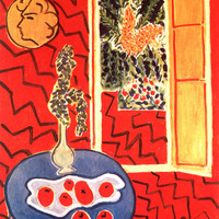 Matisse - Crveni interijer s plavim stolom