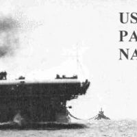 Paddlewheel Aircraft Carrier USS Sable tows captured NAZI submarine