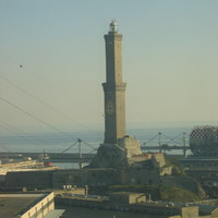 La Lanterna, one of the most anchient working lighthouses,symbol of Genova,Italy