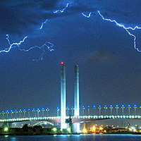 Lightning over Bolte Bridge, Melbourne, Australia