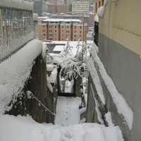 Snow in Genova, March 2005, stairway next to home