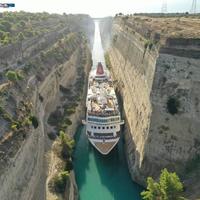 Corinth's narrow canal in Greece