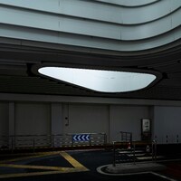 Curved ceiling and oval light in underground passage by Declan Sun