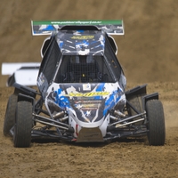 Buggy landing after jump at New Zealand Offroad Grand Prix