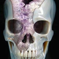 Crystal Skull carved from an Amethyst Geode
