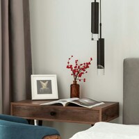Modern bedside table with lamp and decor by Aleksandra Dementeva