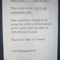 Cafe toilet warning