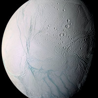 Enceladus, Saturn's sixth largest moon.