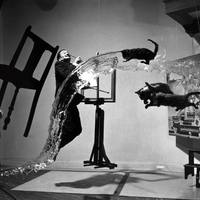 Salvador Dali with cats and water, 1948