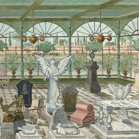 Sculptures of angels and tombstones in a greenhouse by National Gallery of Art