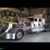 Triple engine, six superchargers, on four door semi truck