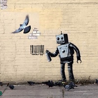 Banksy tagging robot