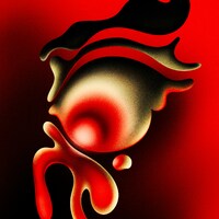 Abstract glowing red and black fluid illustration by Milad Fakurian