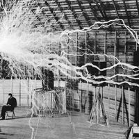 Nicola Tesla in his lab, 1890