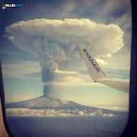Window seat view of Mt Etna eruption
