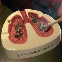 Ashtray at a cancer research facility