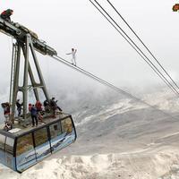 cable walker on Zugspitze Mountain, Germany