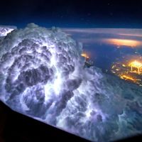 Storm from cockpit of a plane