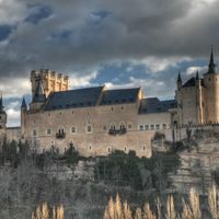 El Alcázar de Segovia al atardecer.