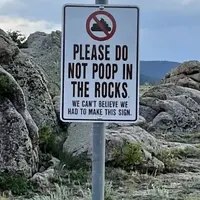 Poop rocks are behind you
