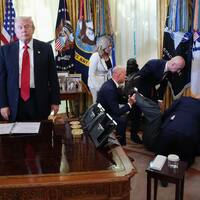 Waiting for Stephen Miller to tell him what to do