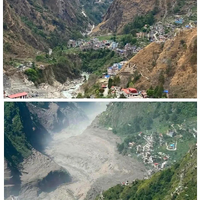 Before and after flooding of Syapru beshi